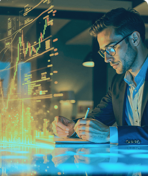 Professional working with data